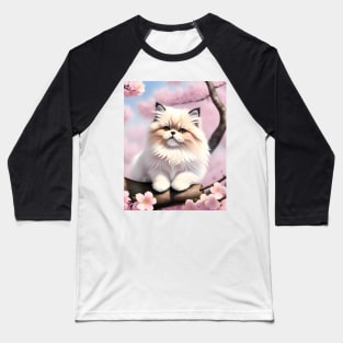 Persian cat in a cherry blossom tree - Modern digital art Baseball T-Shirt